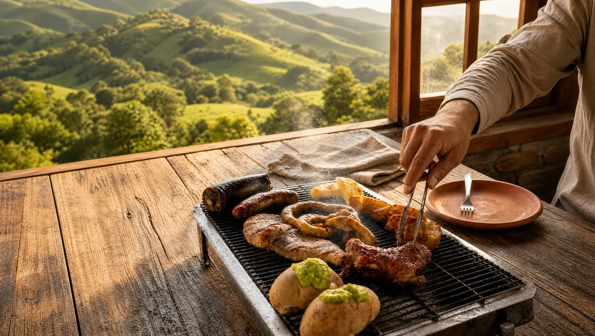 Parrillada mixta al carbón servida en Los Arrieros, Manizales